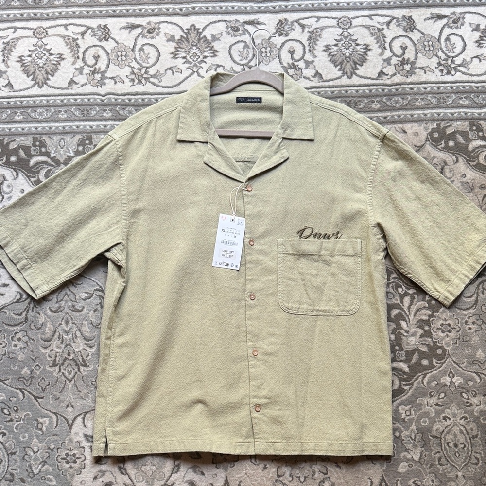 Zara Men's Casual Light green Button Down Shirt